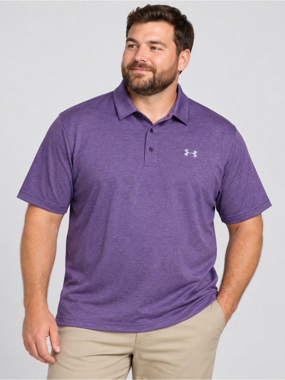 Under Armour Polo Shirt HeatGear Loose S/S Stretch Mens XL Purple